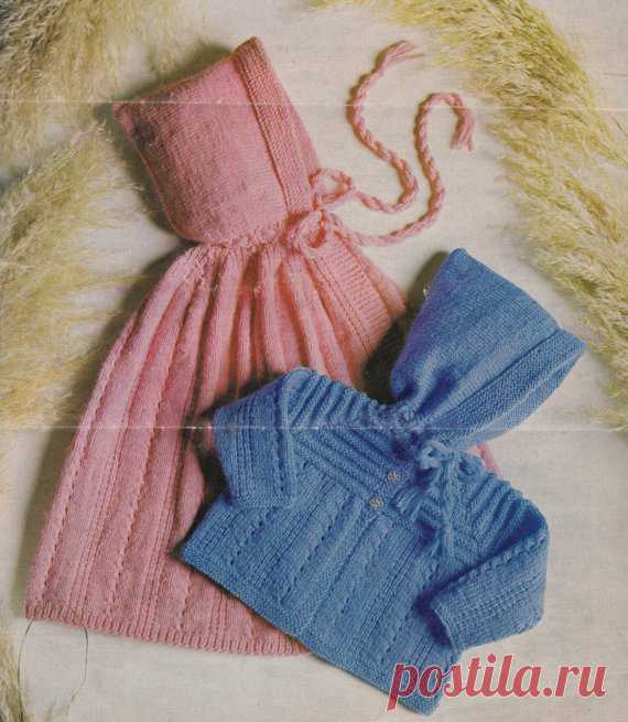 vintage baby knitting pattern for cape and coat with pixie hoods dk yarn sizes 18 20 and 22 inches This item is a PDF file of the knitting pattern for these gorgeous baby items. The pattern will be available for download upon receipt of payment, for you to print out or read from your computer.    The items call for double knitting yarn.    Absolutely gorgeous baby items, in size 18 to 22 inches.    Traditional and beautiful.