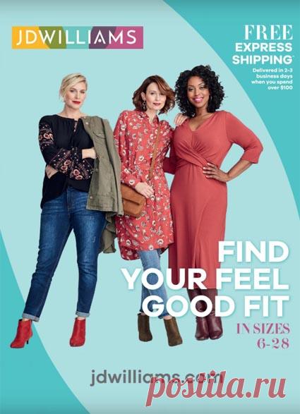 Lookbook женской одежды обычных и больших размеров английского бренда JD Williams весна 2019