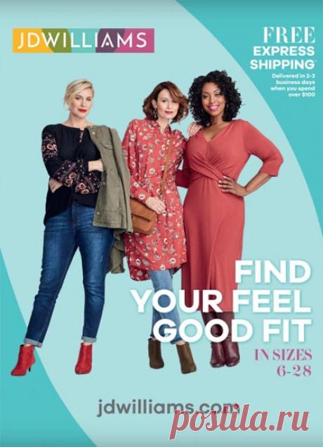 Lookbook женской одежды обычных и больших размеров английского бренда JD Williams весна 2019