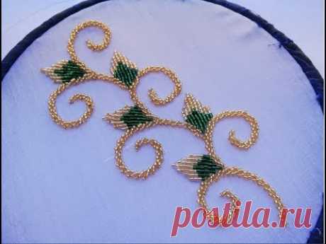 hand embroidery:brodeline embroidery with two colors of beads.