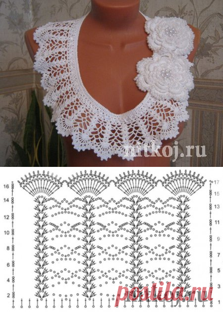 Ажурный воротник крючком » Ниткой - вязаные вещи для вашего дома, вязание крючком, вязание спицами, схемы вязания