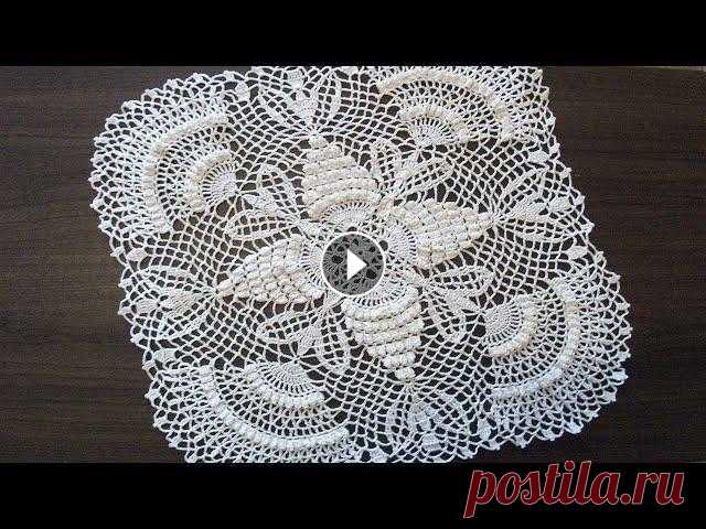 КВАДРАТНАЯ САЛФЕТКА КРЮЧКОМ С ПОПКОРНОМ. ЧАСТЬ 1 Видео мастер класс по вязанию красивой квадратной салфетки крючком с элементами "попкорн". Часть 1: ряды 1-9. Размер 40х40 см, нитки "р...