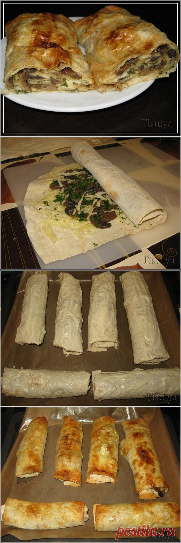 К тарелочки супа… Грибной рулет из лаваша — Вкусные рецепты