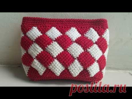 #crochet #tutorial #dompetrajut                        Crochet//tutorial dompet rajut motif entrelac - YouTube