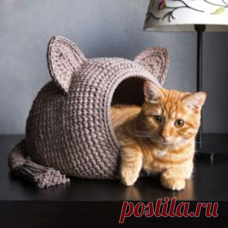 Как связать «Вязаный домик для кота» своими руками