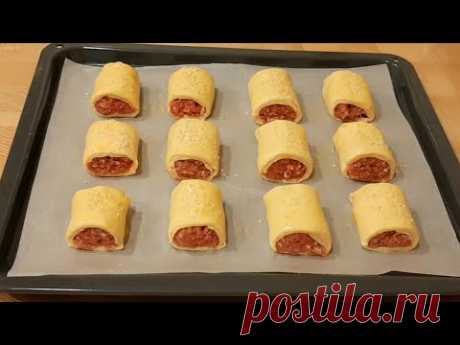 За СЧИТАННЫЕ минуты ПИРОЖКИ с МЯСОМ в духовке. Выпечка из готового Слоеного теста
