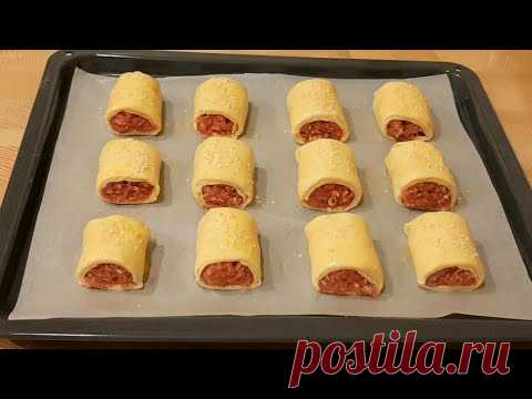 За СЧИТАННЫЕ минуты ПИРОЖКИ с МЯСОМ в духовке. Выпечка из готового Слоеного теста