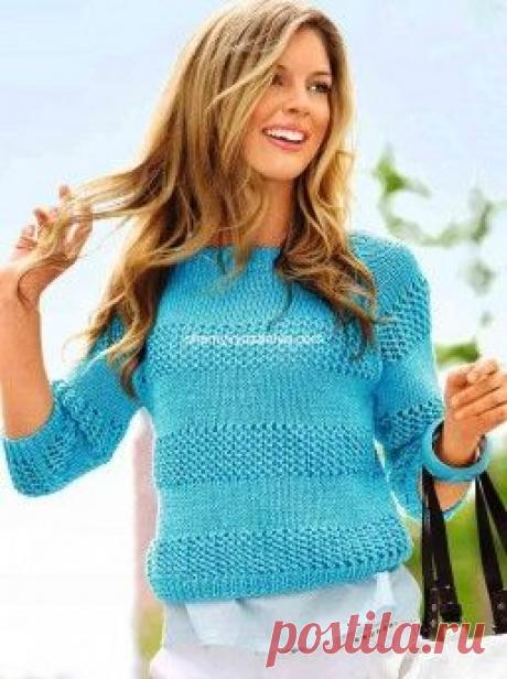 Пуловер чередованием полос