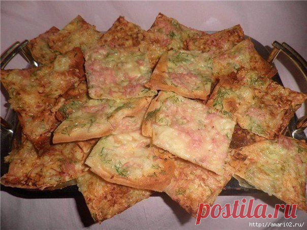 Ветчинно-сырные чипсы из лаваша.