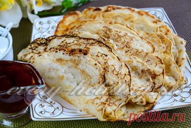 Постные блины на минералке, рецепт тонкие с дырочками