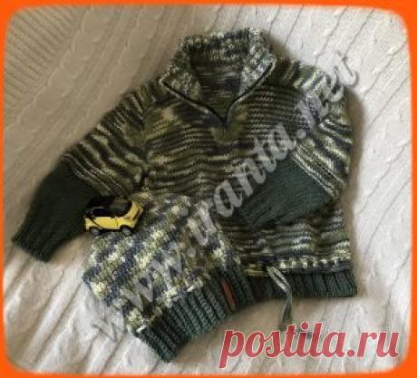 Вязаный комплект для мальчика в стиле милитари