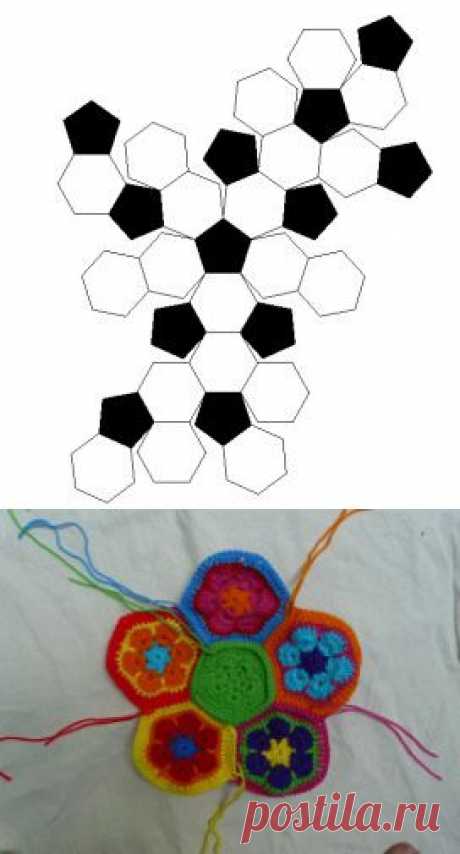 Crochetbug   &amp;raquo; Assembling the African Flower soccer ball
мячик