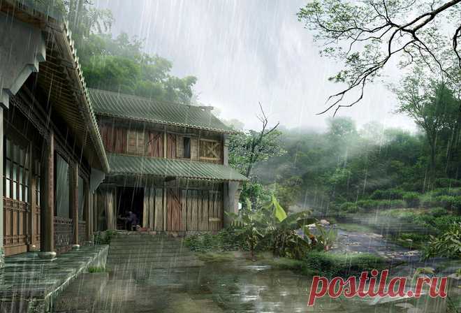 Обои japan, дом, house, дождь, Rain, япония на рабочий стол - картинки с раздела Природа