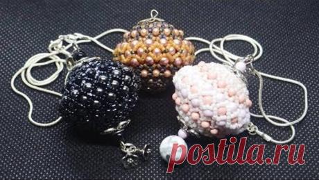Ажурная бусина из бисера и бусин.  Серьги из бисера.  Бисероплетение.  Мастер класс