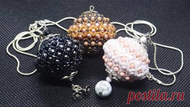 Ажурная бусина из бисера и бусин.  Серьги из бисера.  Бисероплетение.  Мастер класс