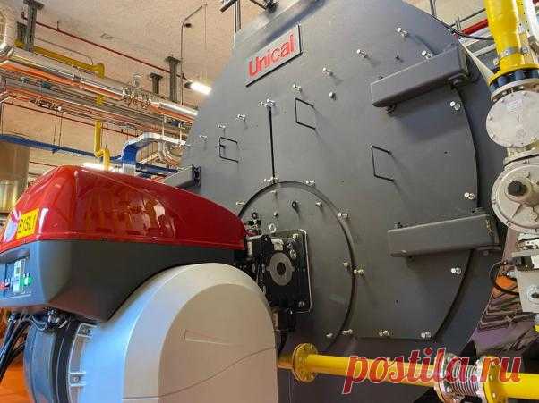 Монтаж парового котла Unical TRYPASS'12 8000 с газовой горелкой RIELLO