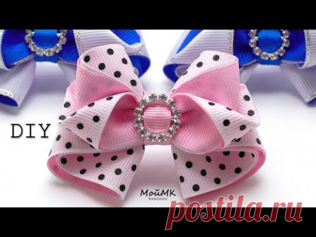 МАЛЕНЬКИЕ БАНТИКИ КАНЗАШИ ИЗ РЕПСОВОЙ ЛЕНТЫ, МК DIY RIBBON HAIR BOW TUTORIAL МОЙМК