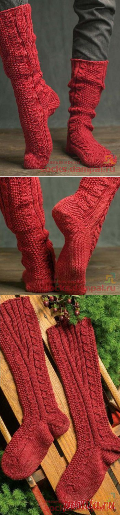 Высокие носки «Cable & Seed Knee» | ВЯЗАНЫЕ НОСКИ
