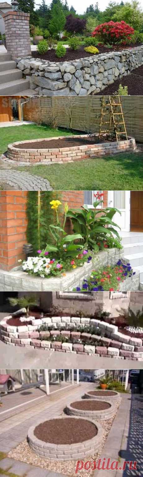 Высокие клумбы из кирпича, камня и блоков 10 фото