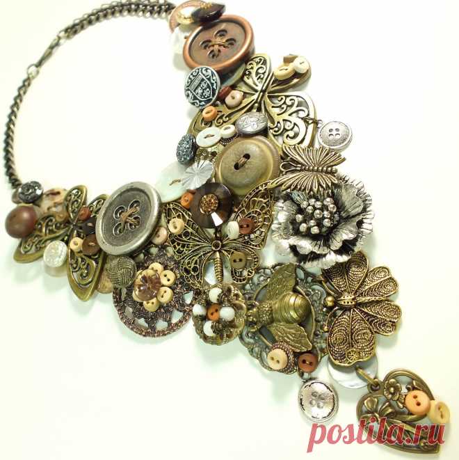 Купить Пуговичная Долина. Колье в интернет магазине на Ярмарке Мастеров Купить или заказать Пуговичная Долина. Колье в интернет магазине на Ярмарке Мастеров. С доставкой по России и СНГ. Материалы: пуговицы, металлическая фурнитура,…. Размер: Длина колье по внутренней линии 42-51 см,…