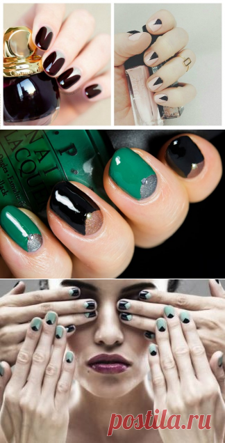 Модный лунный маникюр с треугольной лункой