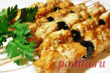 Куриный шашлык в соевом маринаде с маслинами - пошаговый рецепт с фото на Повар.ру