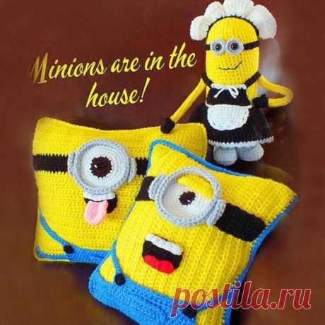 Вязаные миньоны крючком: игрушка и подушка