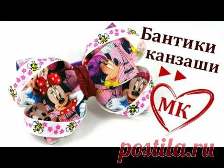►► Школьные резинки - бантики из репсовых лент. (Ускоренная версия)