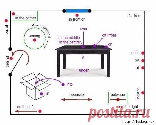 Слова месторасположение предметов на английском