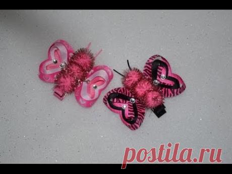 LOVEBUG BUTTERFLY HEART Ribbon Sculpture Valentine's Day Hair Clip Bow DIY Free Tutorial by Lacey
