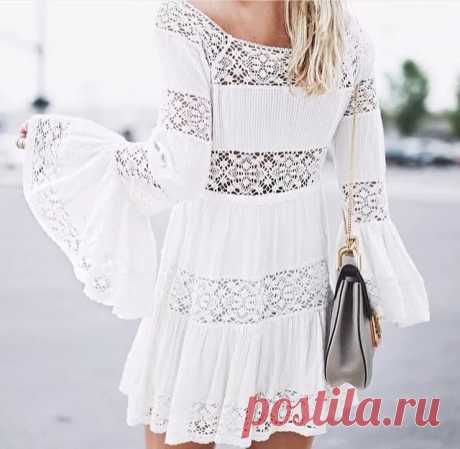 Летнее платье, состоящее из слоёв кружева
