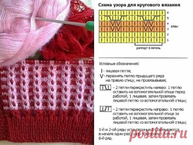 Двухцветный узор спицами