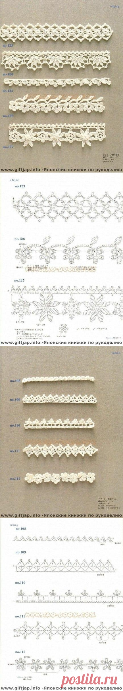 Кайма, вязанная крючком. Схемы