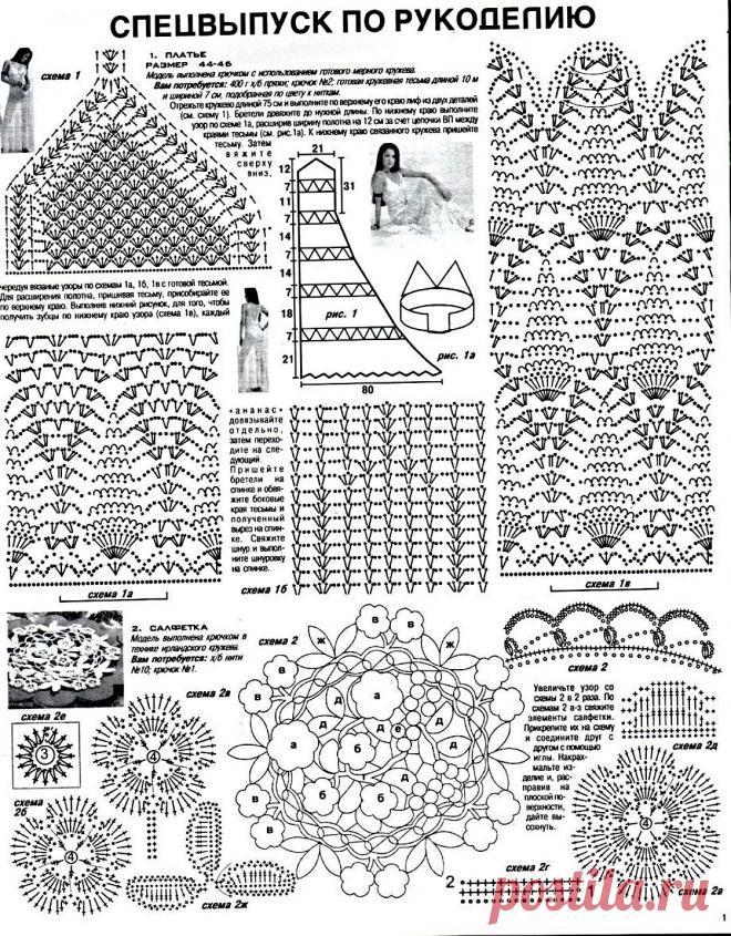 Белое ажурное длинное платье. Схема вязания крючком. - Схемы вязания платья - Схемы для вязания - Уроки вязания крючком - Вязание крючком, мотивы, схемы для вязания крючком