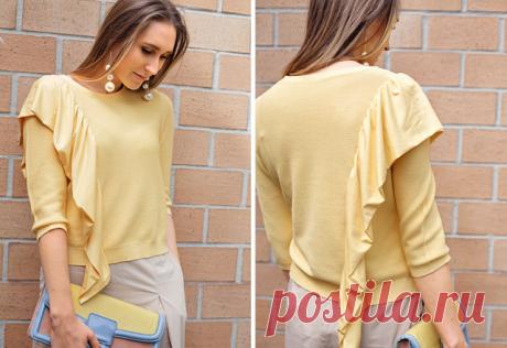 УКРАШЕНИЕ ПУЛОВЕРА ОБОРКОЙ (Шитье и крой) | Журнал Вдохновение Рукодельницы