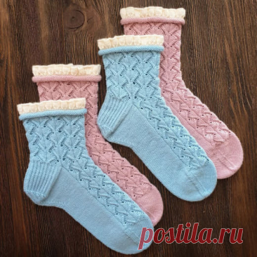 Носочки спицами. Схема ажурного узора и рюши. вязание ажурных узоров спицами с рисунками и схемами