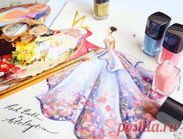 Лак для ногтей в руках художника