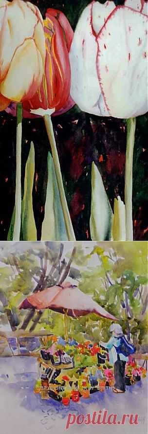 Tuxedo Tulips, original painting by artist Kay Smith | DailyPainters.com