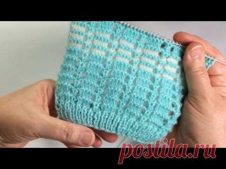 Ажур на лето / Вязание спицами / Easy Bicolor Lace Knit Pattern - YouTube