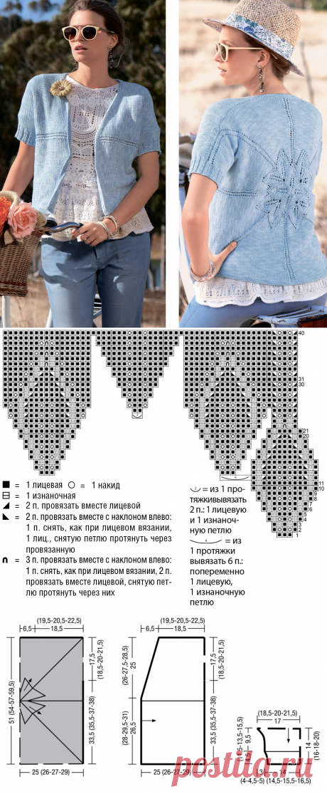 Жакет с ажурным узором спицами