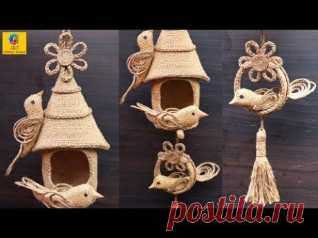 DIY Hanging Showpiece with Jute and Plastic bottle | Home Decoration using Jute | Jute Craft Idea