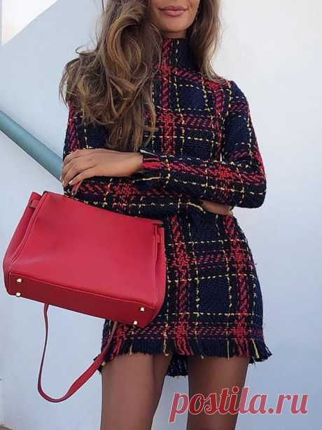 Long Sleeve Frayed Hem Mini Tweed Dress Shop Work Dresses Long Sleeve Frayed Hem Mini Tweed Dress