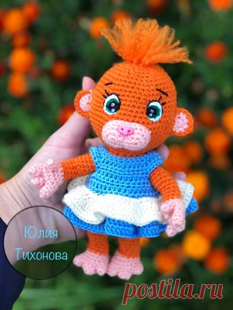 PDF Обезьянка Анфиска крючком. FREE crochet pattern; Аmigurumi animal patterns. Амигуруми схемы и описания на русском. Вязаные игрушки и поделки своими руками #amimore - обезьянка, обезьяна, мартышка.