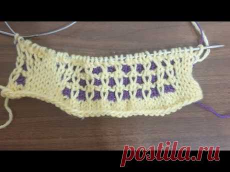 Узор спицами двухцветный