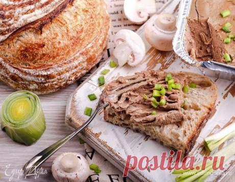 Запеченный печеночный паштет с грибами. Ингредиенты: куриная печень, молоко, сливки 20%
