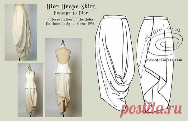 Построение Dior-овской драпированной #юбки