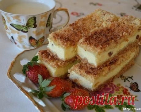 Песочное тесто + творожная начинка = нежнейший домашний пирог
