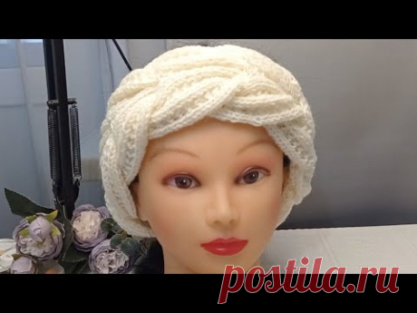 Повязка на голову из двух частей/вяжем спицами...
