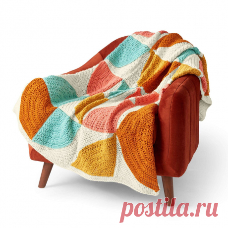 Яркий плед из квадратов крючком. Крючком. Схемы. / knittingideas.ru