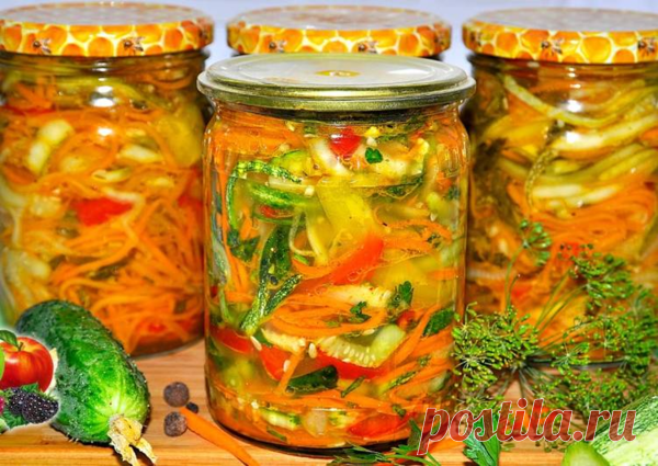 Маринованные кабачки и огурцы на зиму 